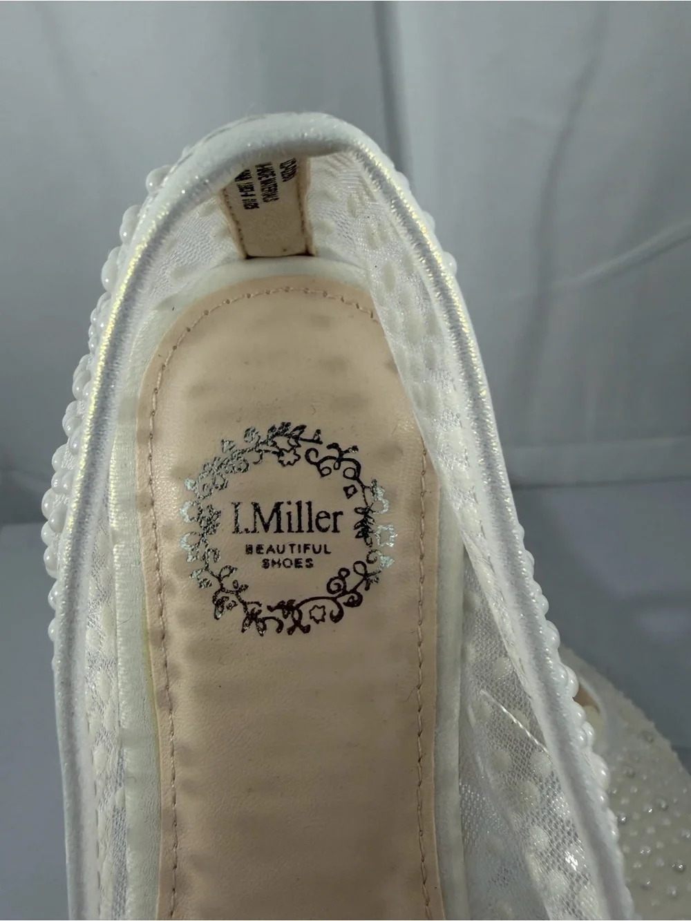 NWT I. Miller Youth Size 3 Mesh Pearl-Accented Cream Mary Jane Ballet Flats